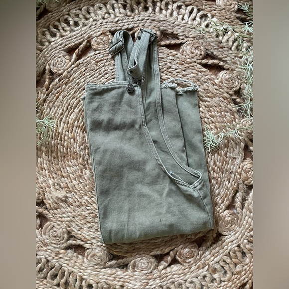 Olive Green Overalls Dress - Picture 3 of 10